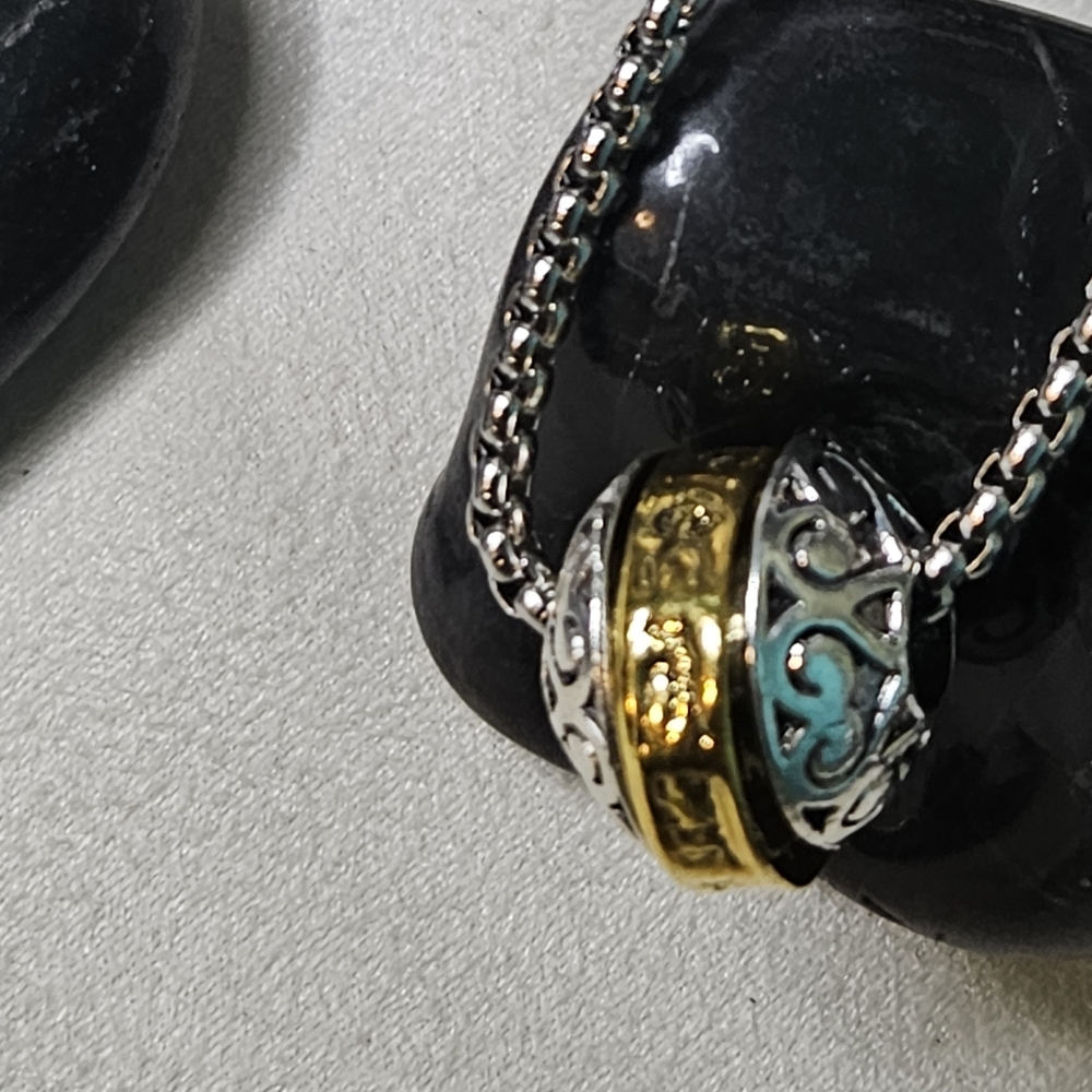 Silver & Gold Scripture Bead Pendant